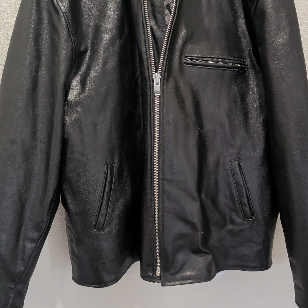 Highway Hawks Mens Black Leather Bikers Jacket Size 56 - Picture 3 of 8